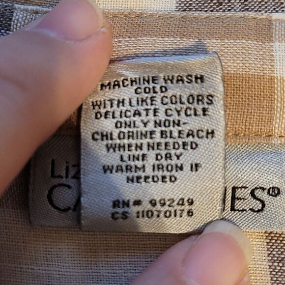 Liz & Me plaid Linen Cotton blend‎ button up shirt - Picture 5 of 5